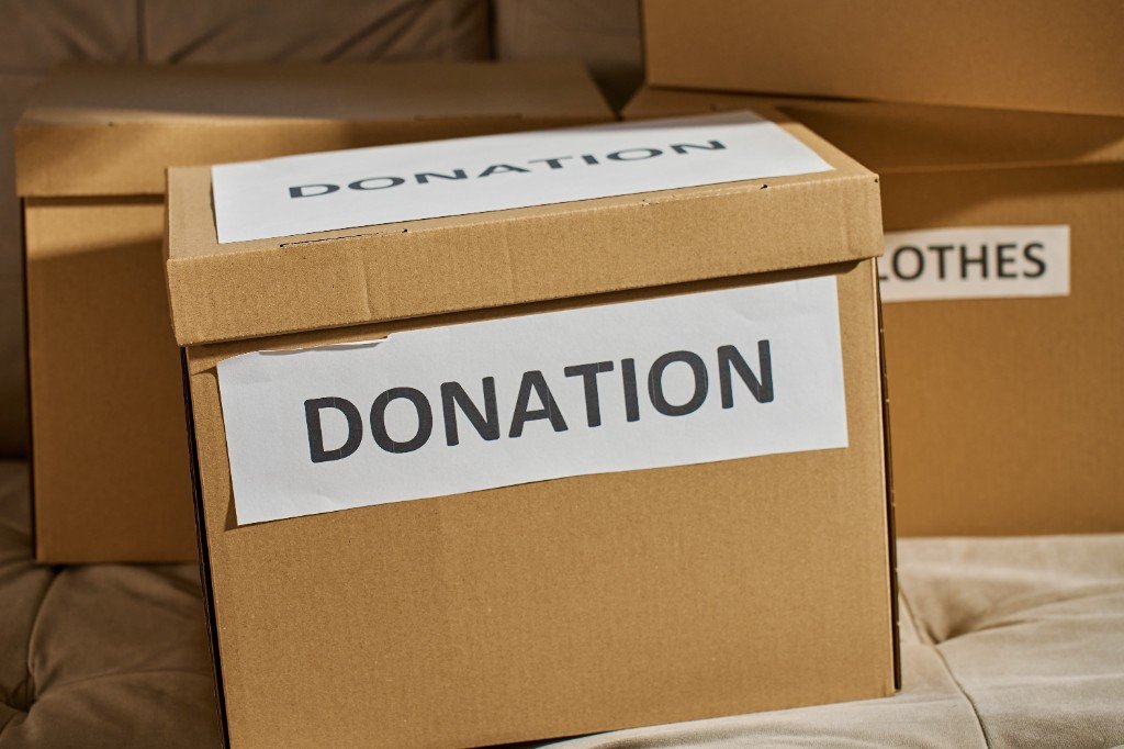 Donation boxes prepared for community relief delivery